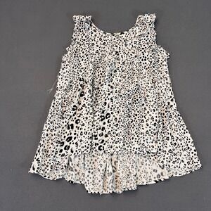Kori America Womens Lg Blouse Dress Tiered Ruffle‎ Black Wht Cheetah Leopard NWT